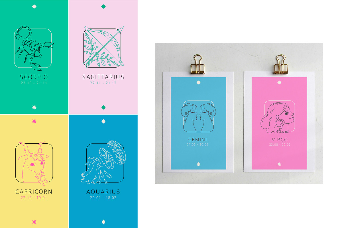 ZODIAC funny hand drawn collection, an Object Illustration by Lena Nikolaeva (Photo 8 of 9)