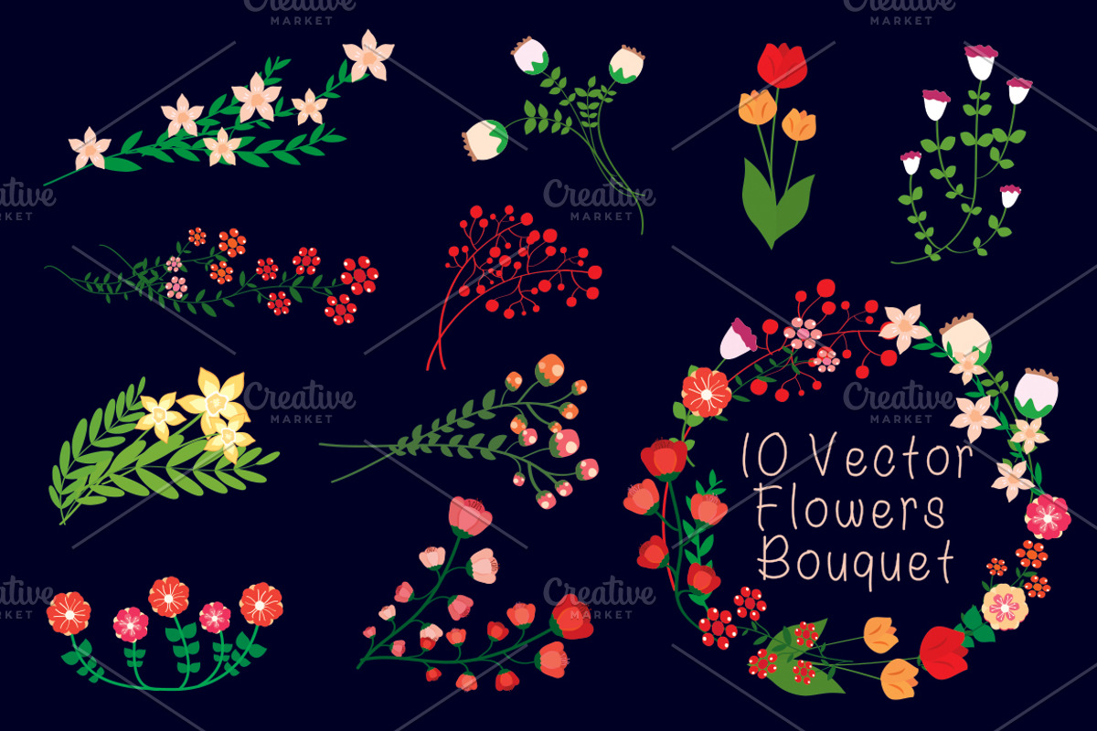 Retro Flowers Bouquet, an Illustration by lavinialorena (Photo 2 of 4)