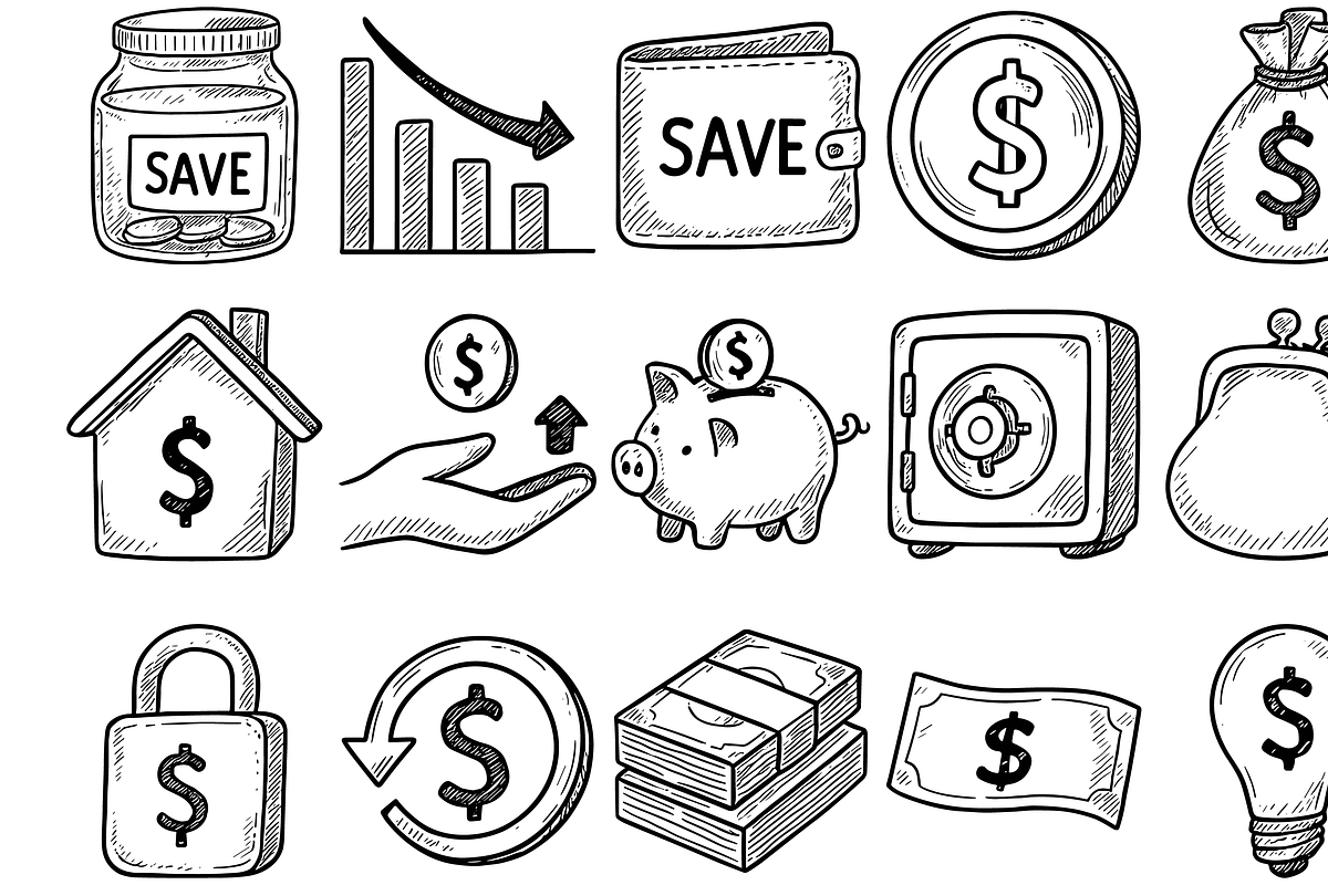 Money Saving Icons, an Object Graphic by nikagraphic (Photo 3 of 3)