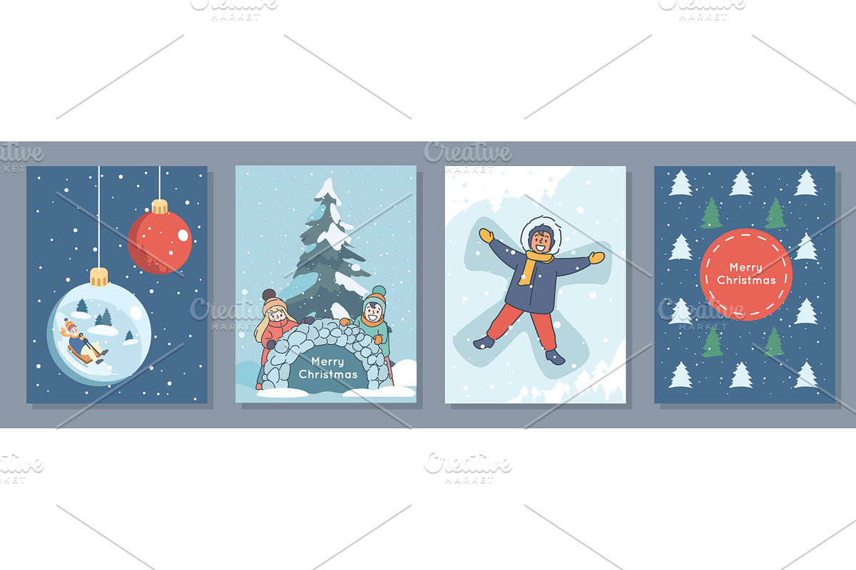 Winter vacances cards. Happy people, an Illustration by YummyBuum