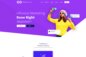 Influencer Website PSD Template