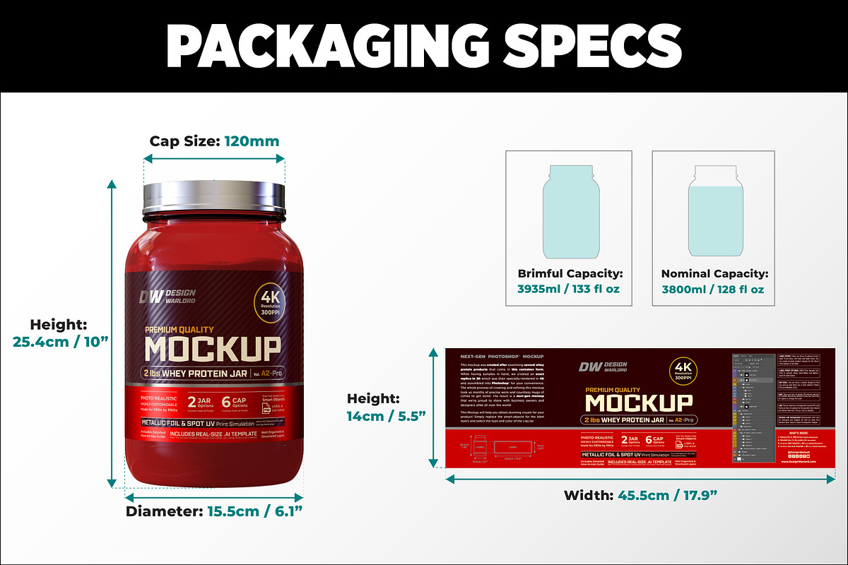 2lb Whey Protein Jar Mockup A2-Pro, a Packaging Mockup by Design Warlord (Photo 13 of 16)