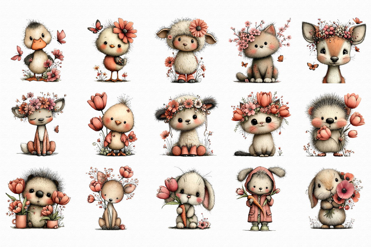 Whimsical Spring Animals Clipart, an Illustration by Libby Wishes (Photo 4 of 5)