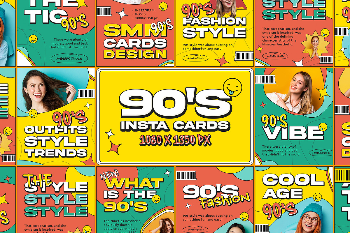 90’s Instagram Cards, a Social Media Template by Andrew Skoch Design (Photo 1 of 4)