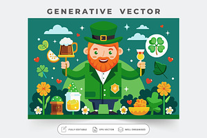 A joyful leprechaun celebrates St. P, a Graphic by Iftikhar Alam