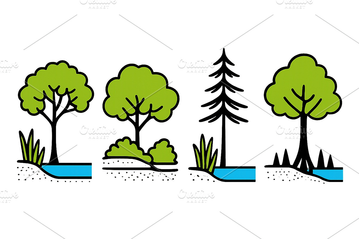 Vector illustration of various trees, an Illustration by ZinetroN