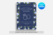 Navy Blue Floral Wedding Invitation, an Invitation Template by M9 Design (Thumbnail 2 of 5)