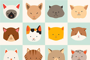 Сute cats icon, cat's head, cat
