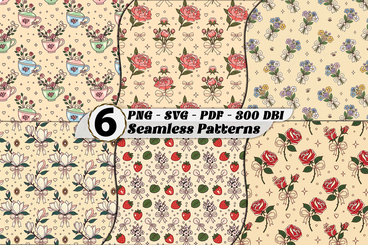 Vintage Floral Kawaii Bundle Pattern, a Pattern Graphic by one-touch (Photo 1 of 20)