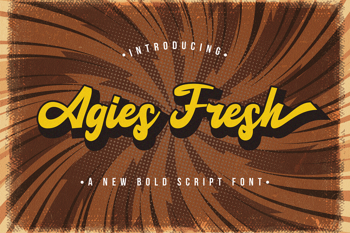 Agies Fresh - Retro Bold Script Font, a Script Font by StringLabs (Photo 1 of 14)