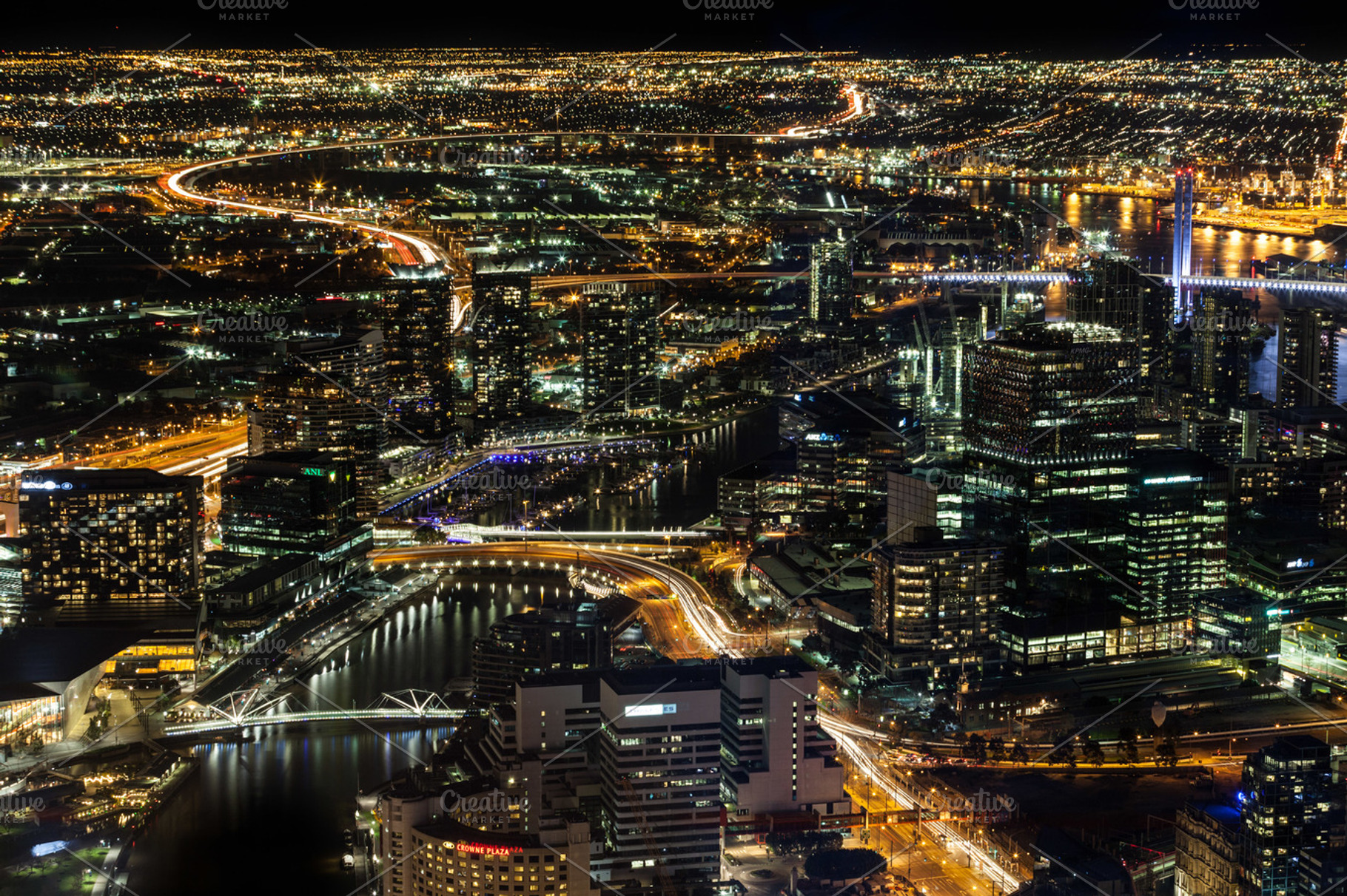 Melbourne cbd and yarra at nigt containing cbd, cityscape, and glowing, an Architecture Photo by Australia Aerial Photo