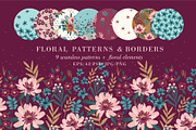 Floral Patterns & Borders, a Pattern Graphic by Nadia Grapes (Thumbnail 1 of 8)