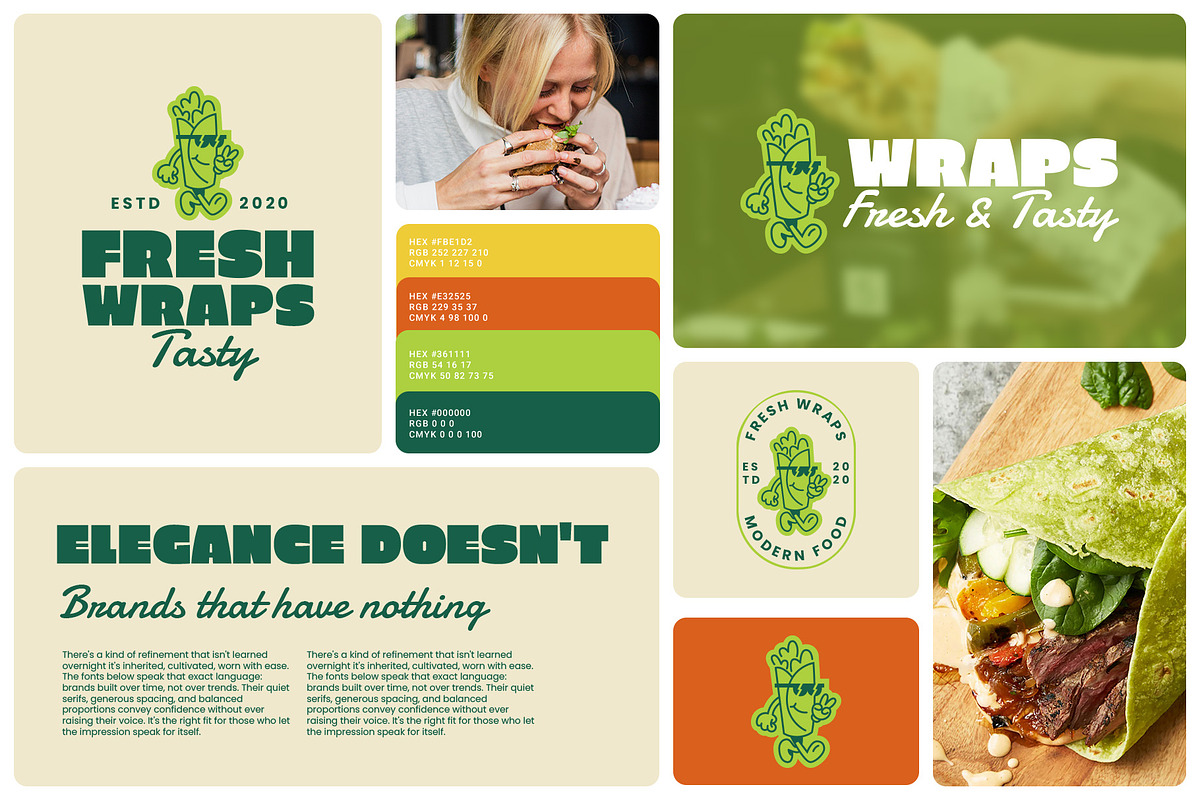 Fresh Wraps Restaurant Logo Template, a Branding & Logo Template by Headfonts (Photo 2 of 3)