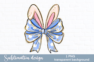 Blue Easter bow. Easter bunny