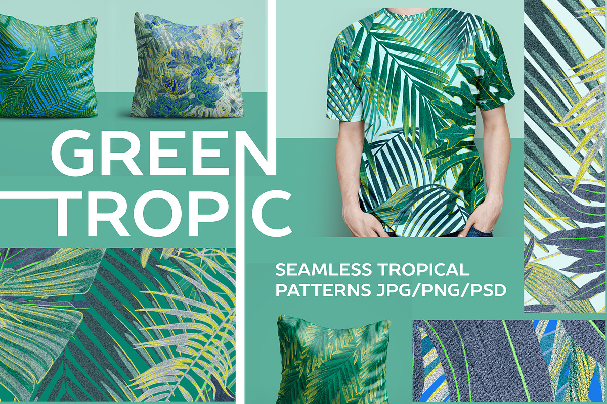 GREEN TROPIC seamless patterns, a Pattern Graphic by ANAKOTO (Photo 4 of 14)
