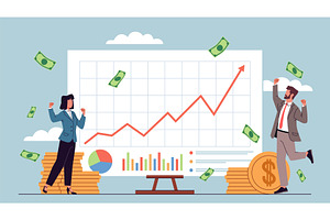 Businessmen with graphics. Office, a Finance Illustration by YummyBuum