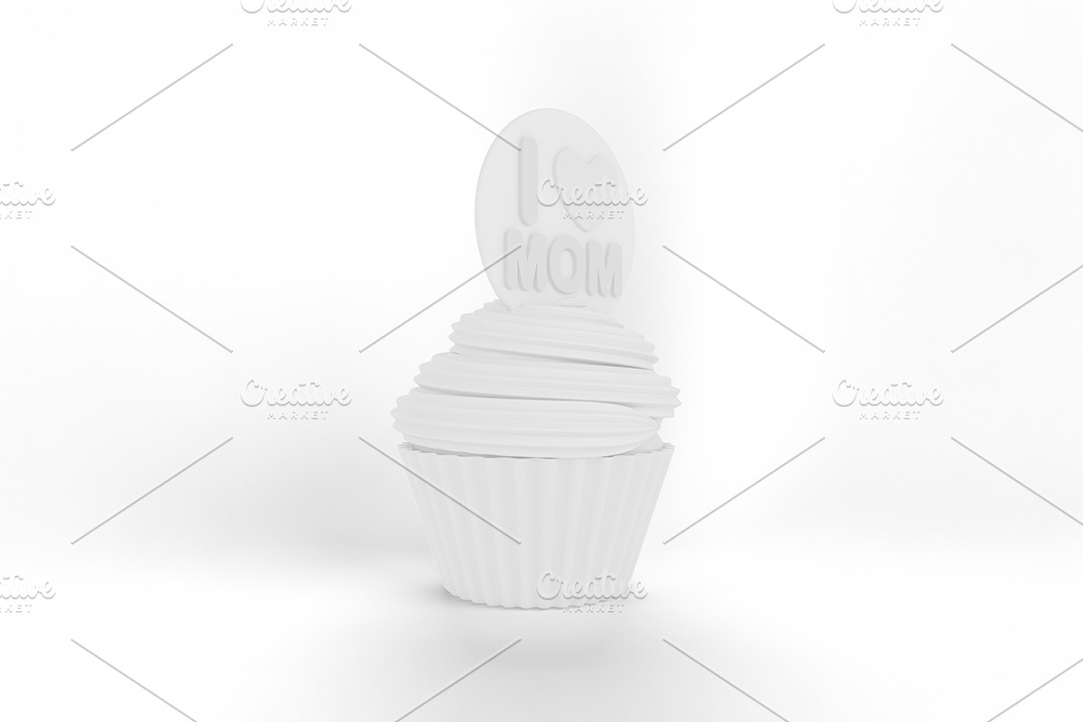 Cartoon I Heart Mom Cupcake Mockup, a Merchandise Mockup by Qaleb Studio (Photo 2 of 2)