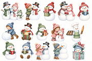 Cozy Snowman Clipart Bundle, a Seasonal Illustration by Villa 11 Estudio (Thumbnail 2 of 8)