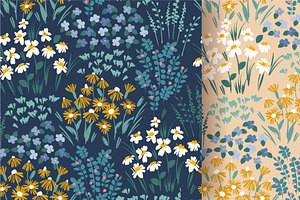 Flower Meadow. 8 Seamless Patterns