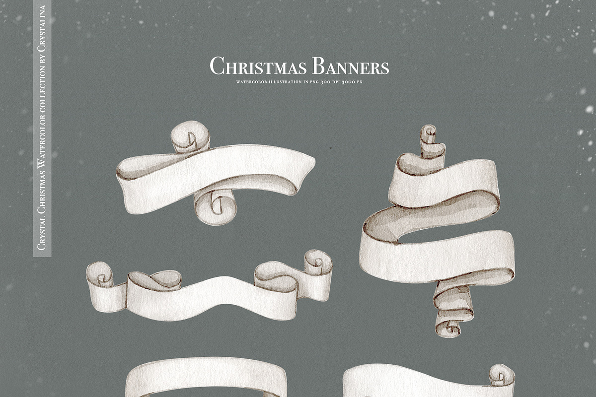 Crystal Christmas watercolor set, a Decorative Illustration by CrystalinaShop (Photo 13 of 18)