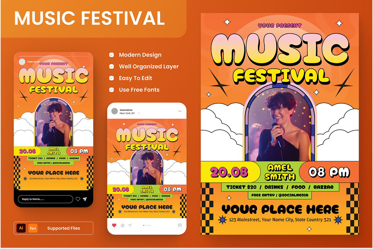 Music Fest Flyer Set, a Flyer Template by Annora Studio (Photo 1 of 6)