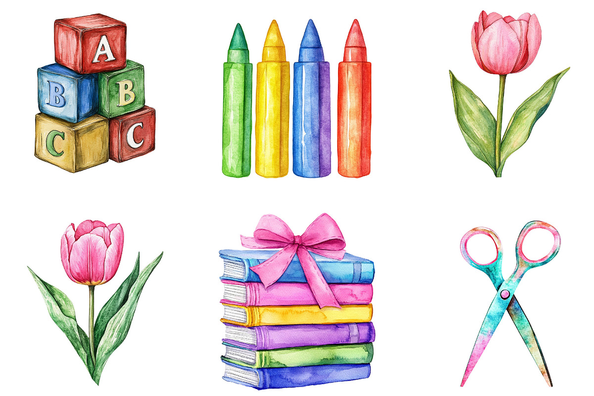 Distressed Back to School Clipart, a Seasonal Illustration by Designking (Photo 5 of 5)