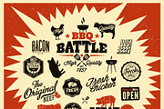 Vintage Barbecue Grill Elements, a Food Illustration by Noka Studio (Thumbnail 1 of 2)