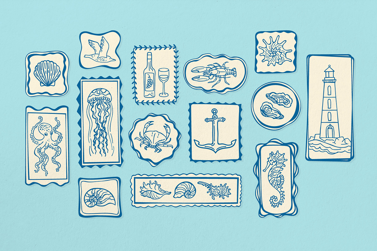 Marine Vector Art Set 120 Sea Life, a Decorative Illustration by Neliakott ♥ (Photo 4 of 12)