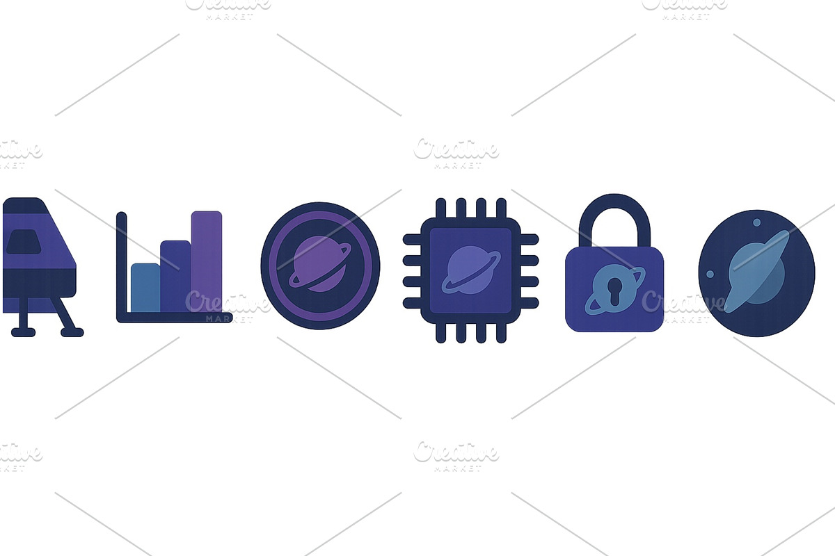Exploration of space-themed icons, a Technology Illustration by ZinetroN