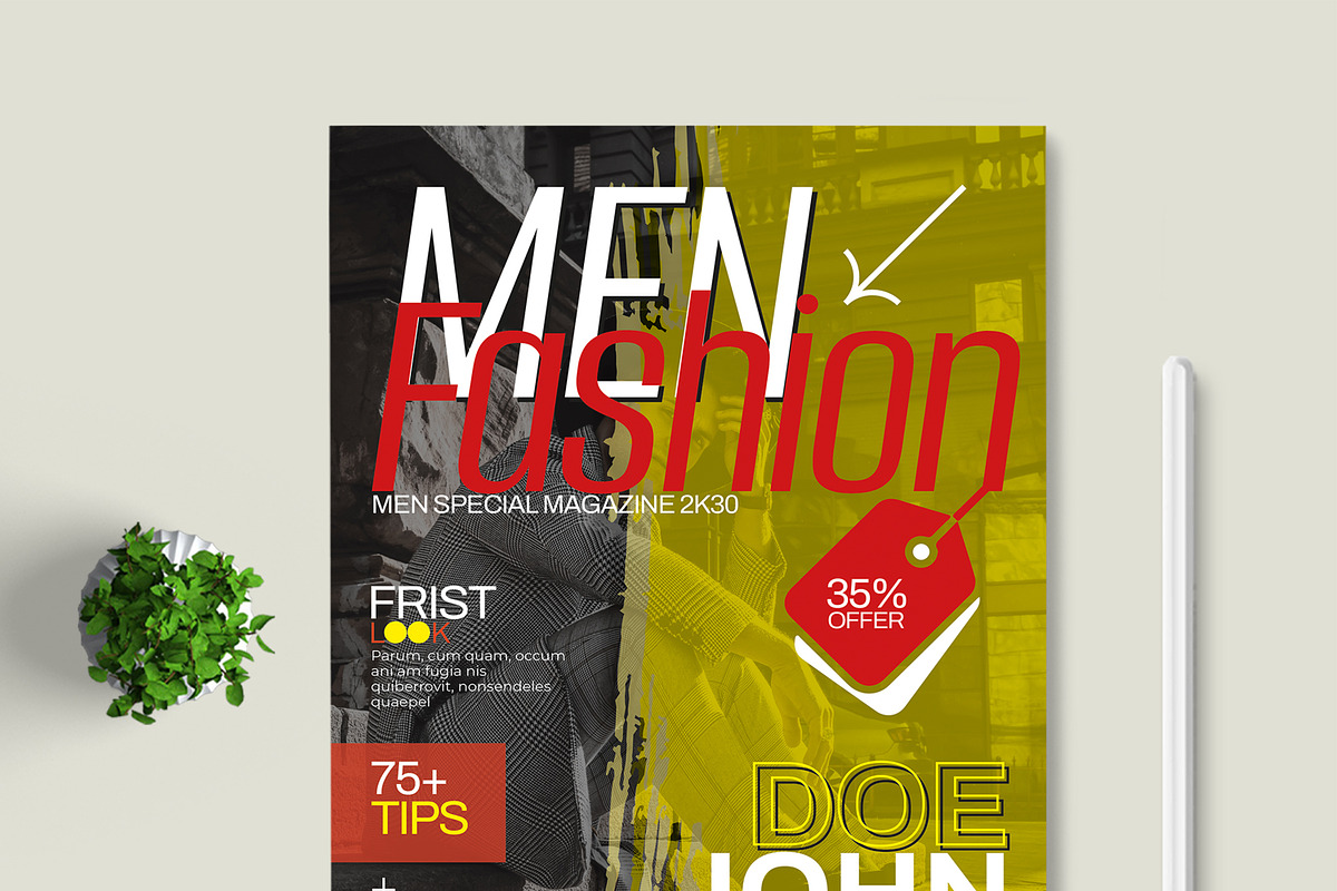 Men Fashion Magazine Cover Template, a Magazine Template by MightyDesign (Photo 2 of 8)