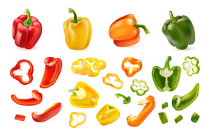 Realistic bell pepper. 3d peppers, a Food Illustration by Stock-Smart-Start