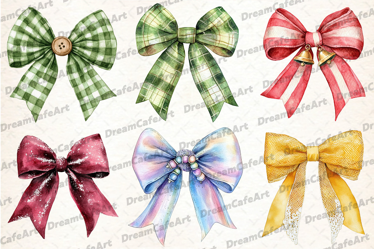 Christmas Bow Sublimation Bundle, an Illustration by DreamCafeArt (Photo 2 of 7)
