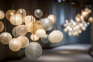 Elegant glass pendant lights illumin, a Photo by Pixeness Studio