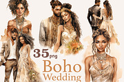 Black Bride and Groom Clipart, a Person Illustration by GlamArtZhanna (Thumbnail 1 of 5)