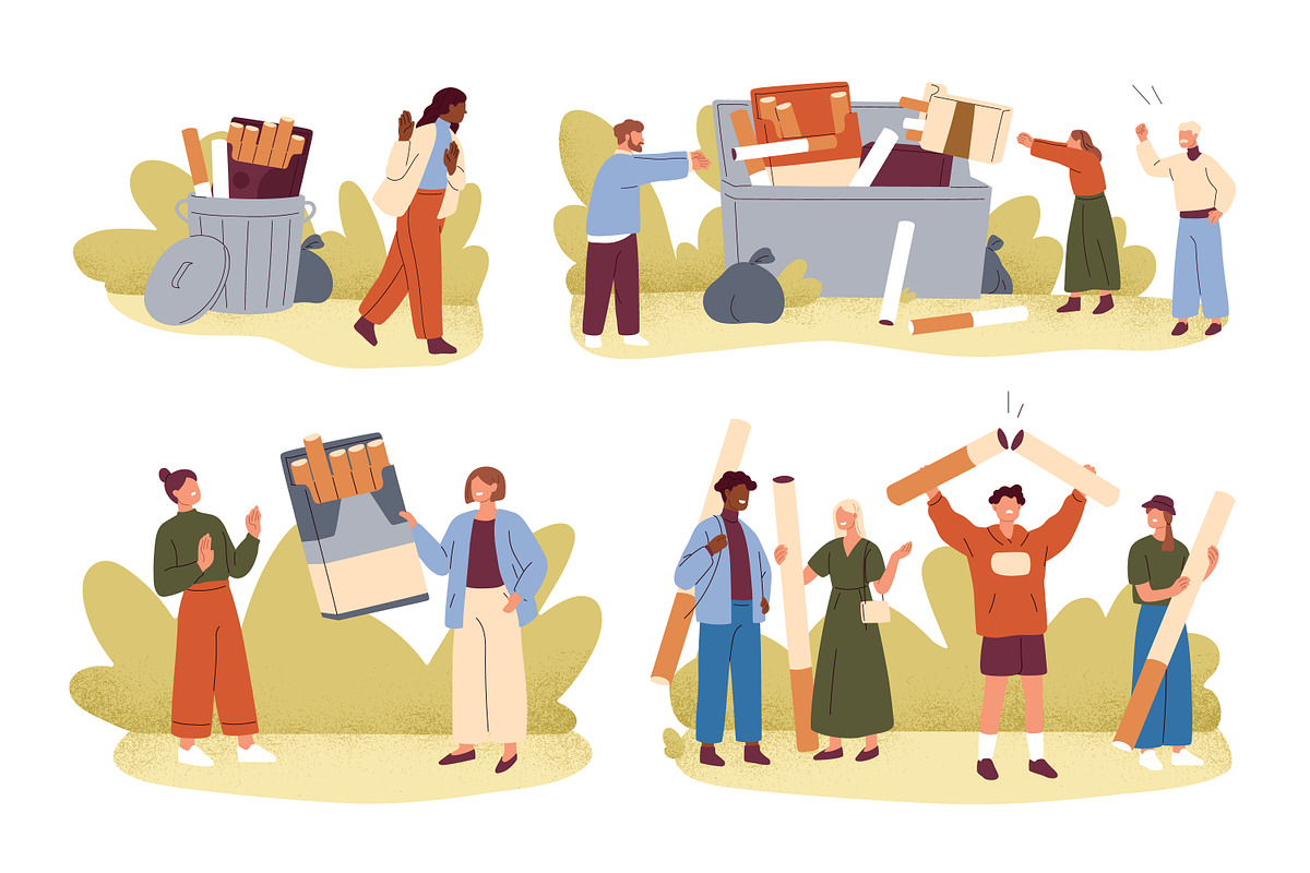 People quit smoking cigarettes set, a Healthcare Illustration by Good Studio (Photo 1 of 5)