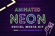 ANIMATED - Neon Social Media Kit, a Social Media Template by Brandspark (Thumbnail 1 of 11)