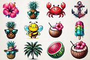 Watercolor Fun Summer Clipart Bundle, an Illustration by RobertsArt (Thumbnail 2 of 5)