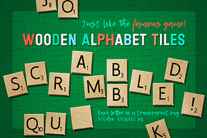 Wooden Tiles Alphabet Letters
