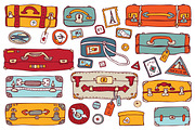 Travel set. Vintage suitcases, a Texture Illustration by katyau (Thumbnail 2 of 3)