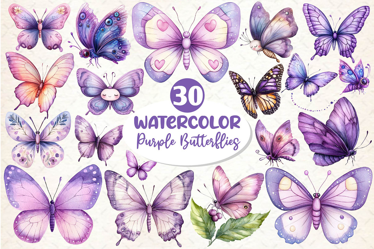 Pastel Purple Butterflies PNG, an Illustration by Dream Creation (Photo 1 of 6)