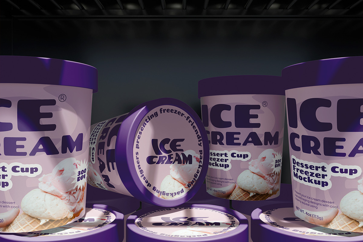 Ice Cream Dessert Cup Freezer Mockup, a Cups & Container Mockup by Unerispace (Photo 2 of 5)