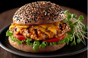 A close-up view of a cheeseburger, a Food & Drink Photo by ZinetroN