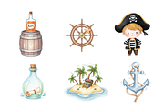 Watercolor Pirates Clipart, a Decorative Illustration by BerryPieArt (Thumbnail 3 of 4)