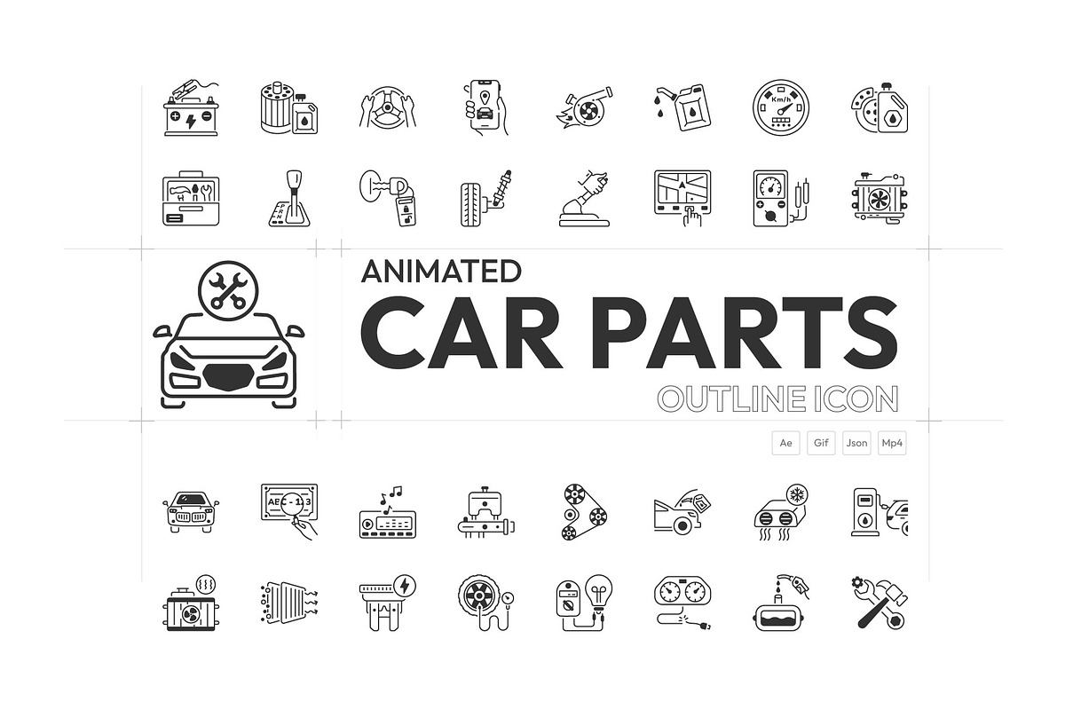 Animated Car Mechanic Icon Set, an Outline Icon by Prosymbols (Photo 1 of 4)