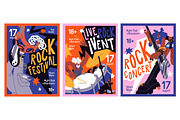 Rock concert posters, musicians set, a Person Illustration by PaperTrident (Thumbnail 1 of 9)