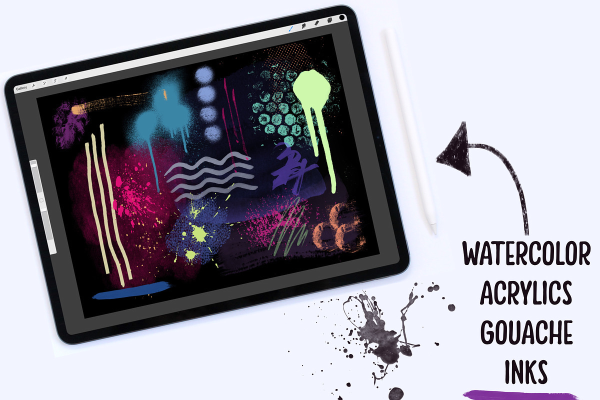 80 Splatters/Strokes for Procreate, a Brush Add-On by Li Zamperini (Photo 7 of 7)