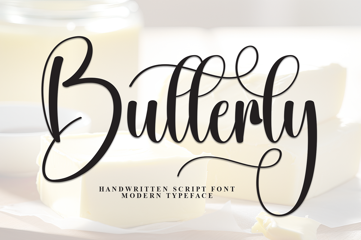 Butterly | Script Font, a Handwritten Font by Scratchones (Photo 1 of 9)