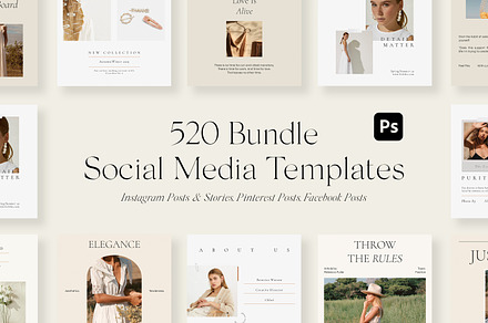 520 Bundle Social Media Templates PS, a Social Media Template by Feel This