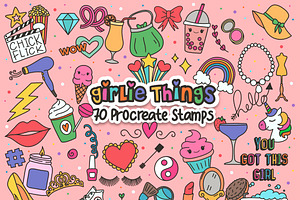 Girlie Doodle Stamps for Procreate