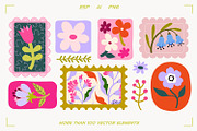 Floral stickers & patterns bundle, an Object Illustration by UnaAnya (Thumbnail 5 of 10)